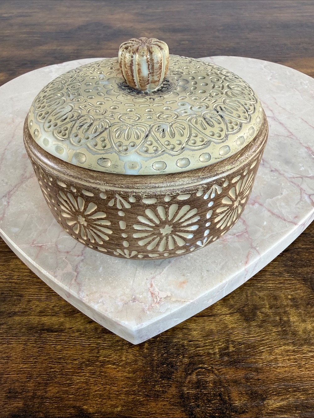 Westwood Trinket Box Jar in Brown and Cream Tones